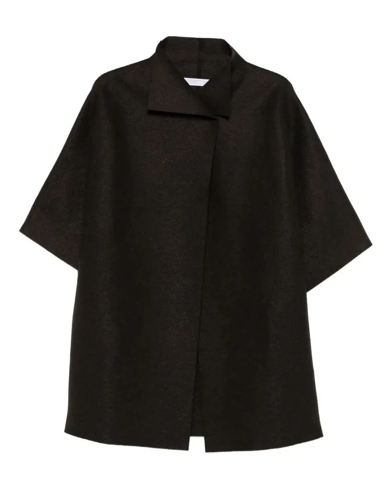 Harris Wharf London Women Kimono Mantle Pressed Wool Brown