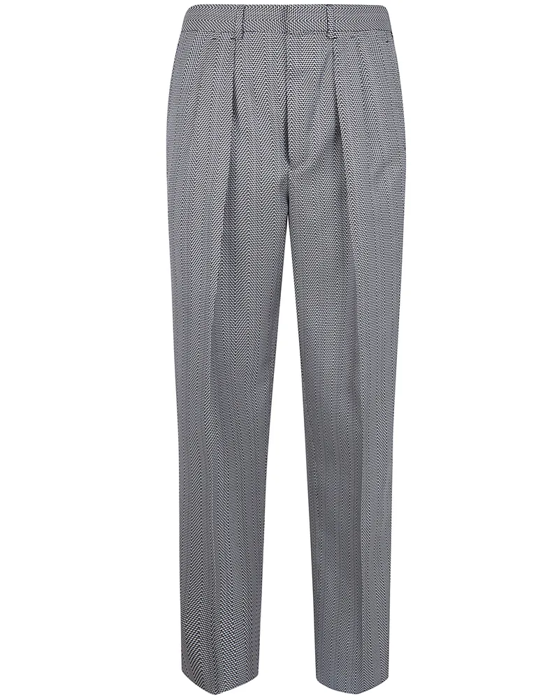 Tom Ford Jacquard Sharkskin Herringbone Double Pleat Pant Black