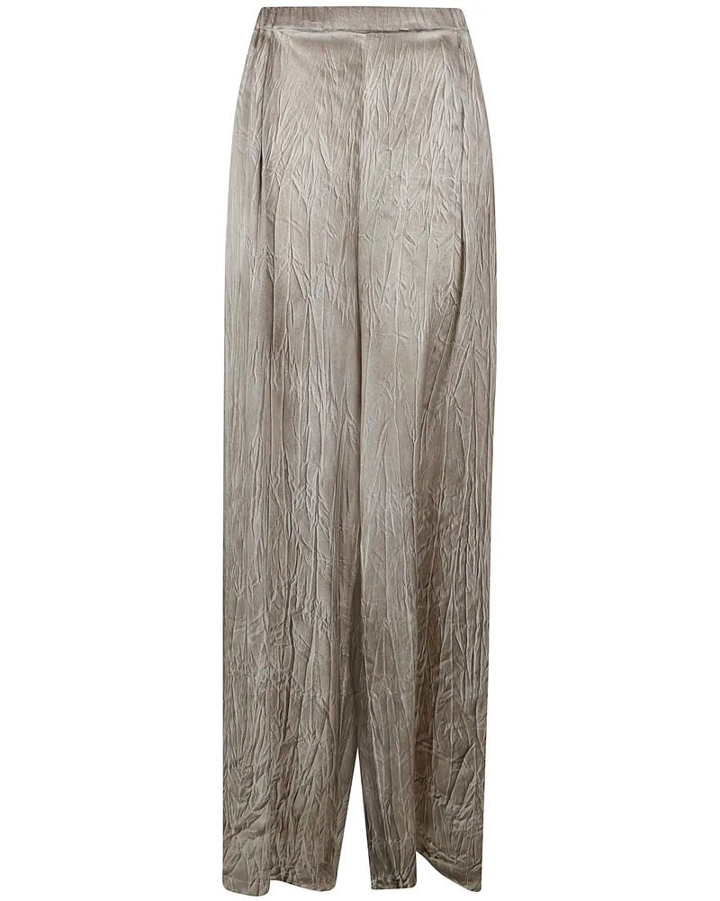 Avant Toi Crumpled Effect Silk Palazzo Pants Gray