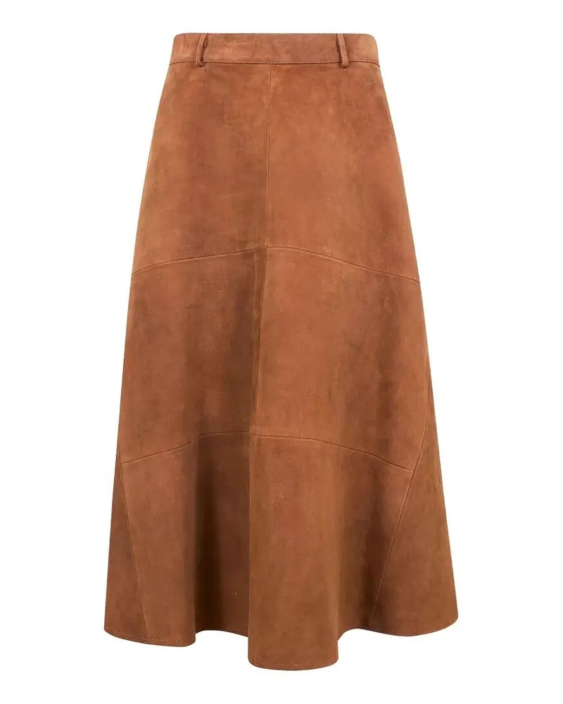 Semicouture Suede Pockets Skirt Beige