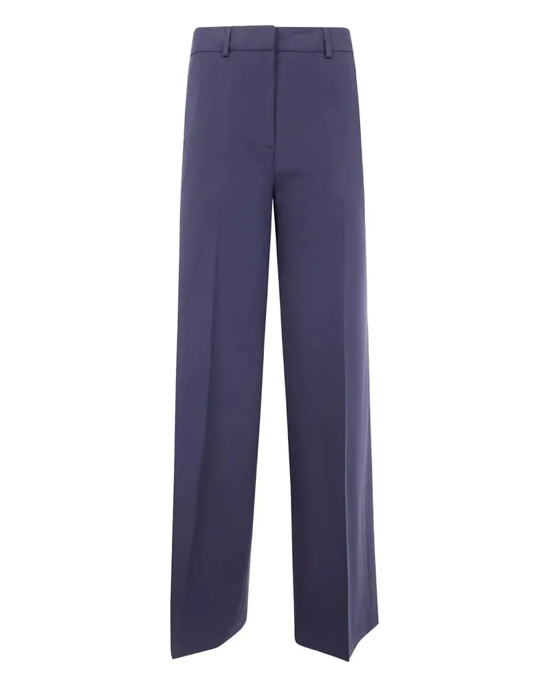 Blumarine Flanel Stretch Wide Leg Trousers Blue