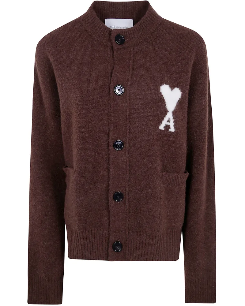 AMI Paris Cardigan Heart "Quota Ami De Coeur Brown
