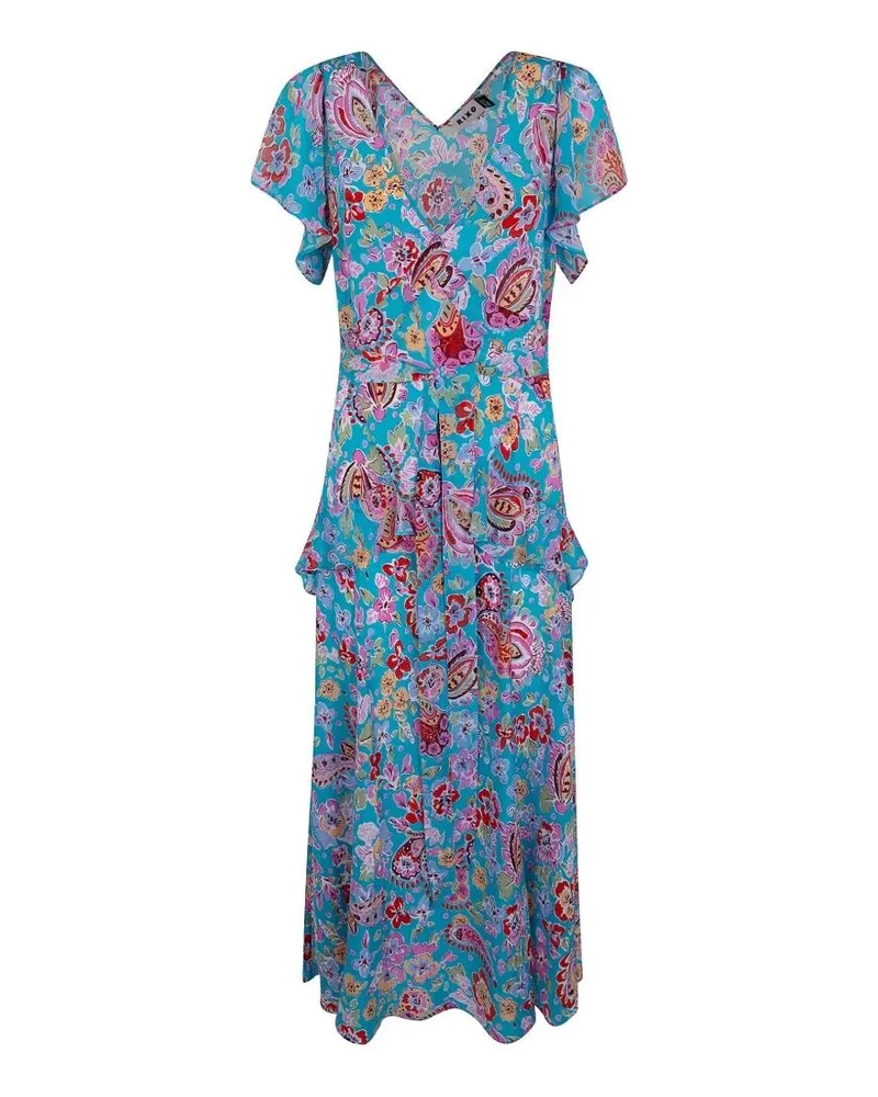 RIXO Evie Dress Cara Floral Turquoise Blue