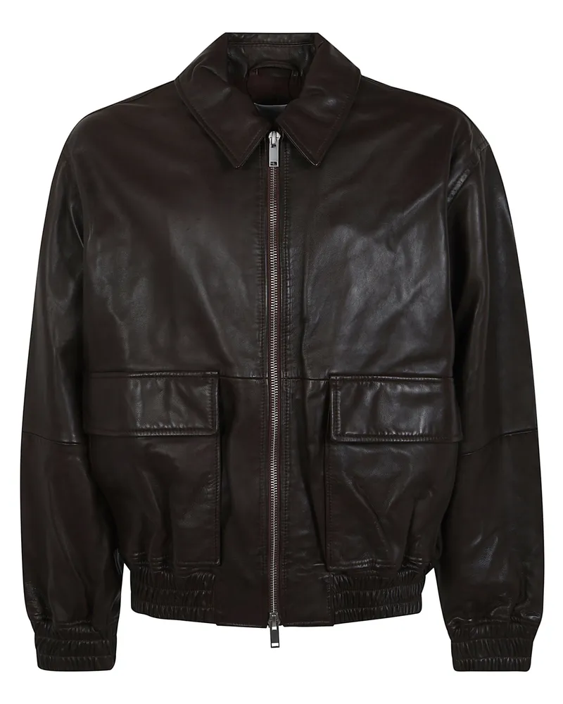 Studio Nicholson Jacket Leather Bomber Brown