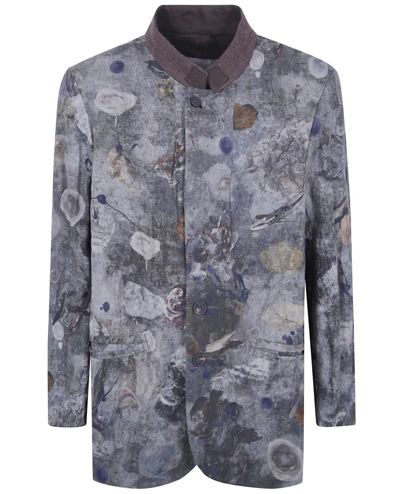 Ziggy Chen Jacket Digital Print "Stand Collar Blazer Blue