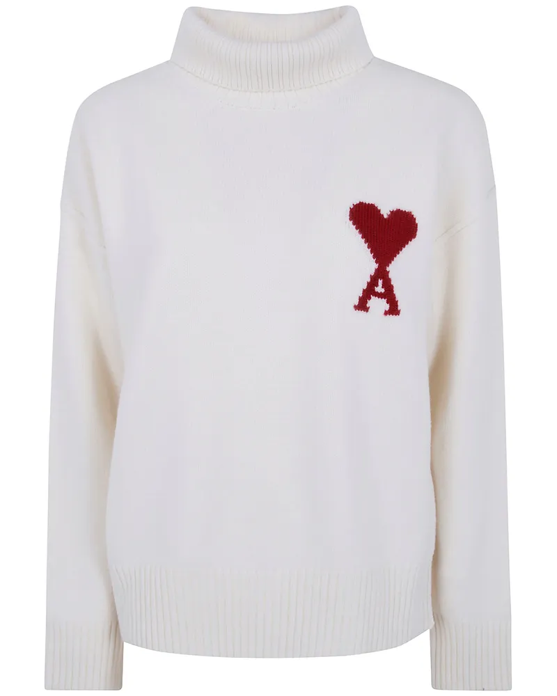 AMI Paris Sweater Funnel Neck "Quota Ami De Coeur Beige