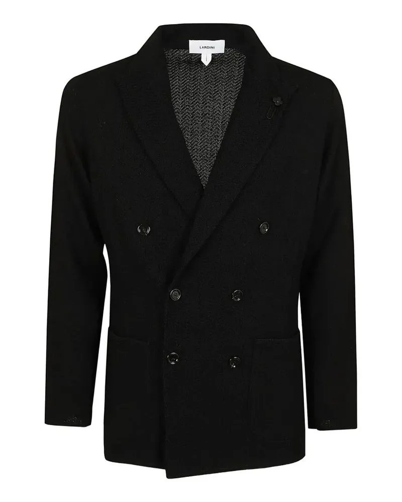 LARDINI Double Breasted Jacquard Knitted Jacket Black