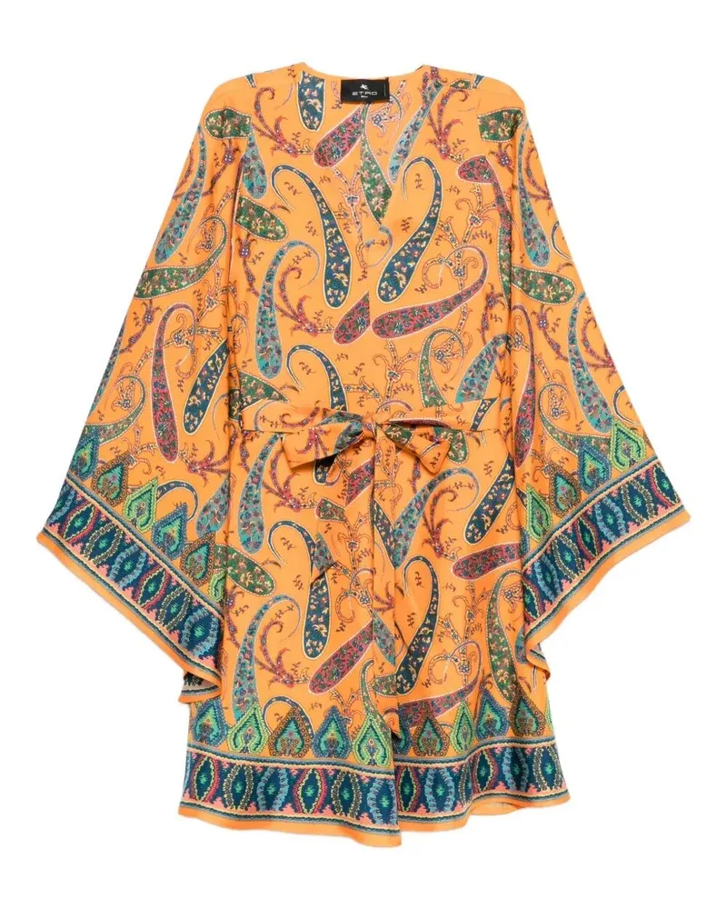 Etro Printed Mini Dress Yellow