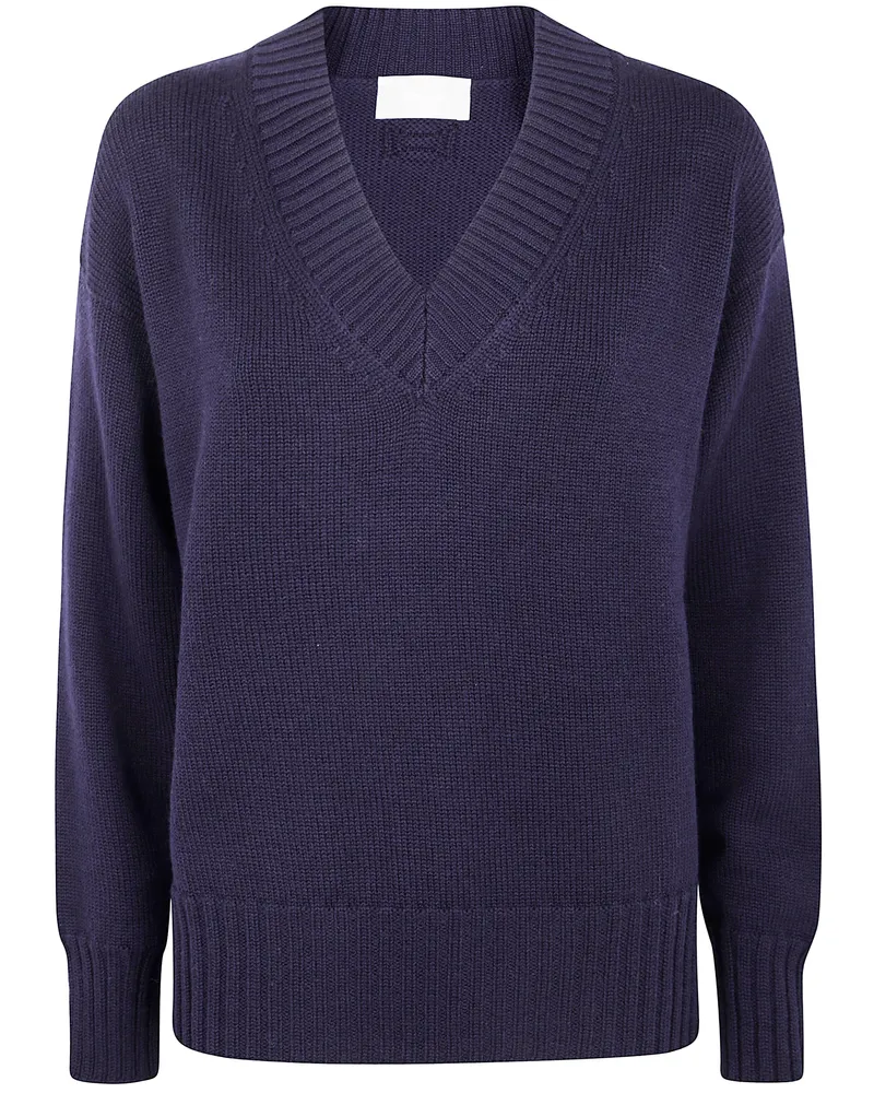 Drumohr  Long Sleeve V Neck Sweat Blue