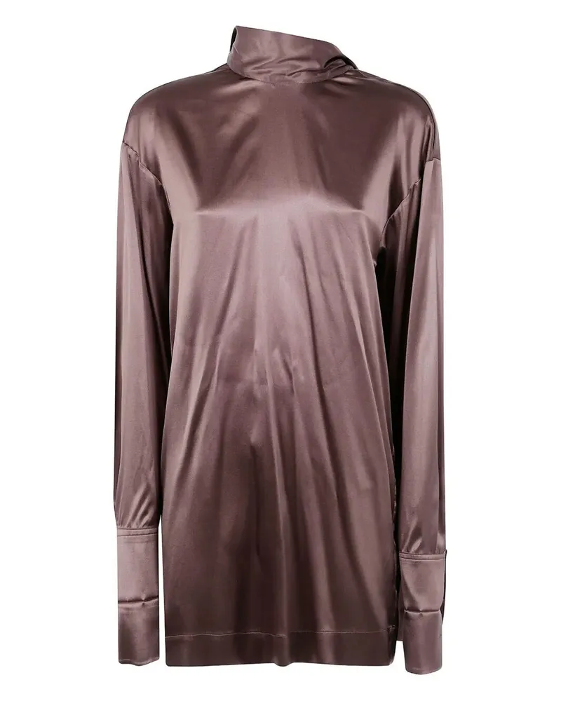 Dries van Noten Chaddy 2033" Strech Satin Shirt Brown