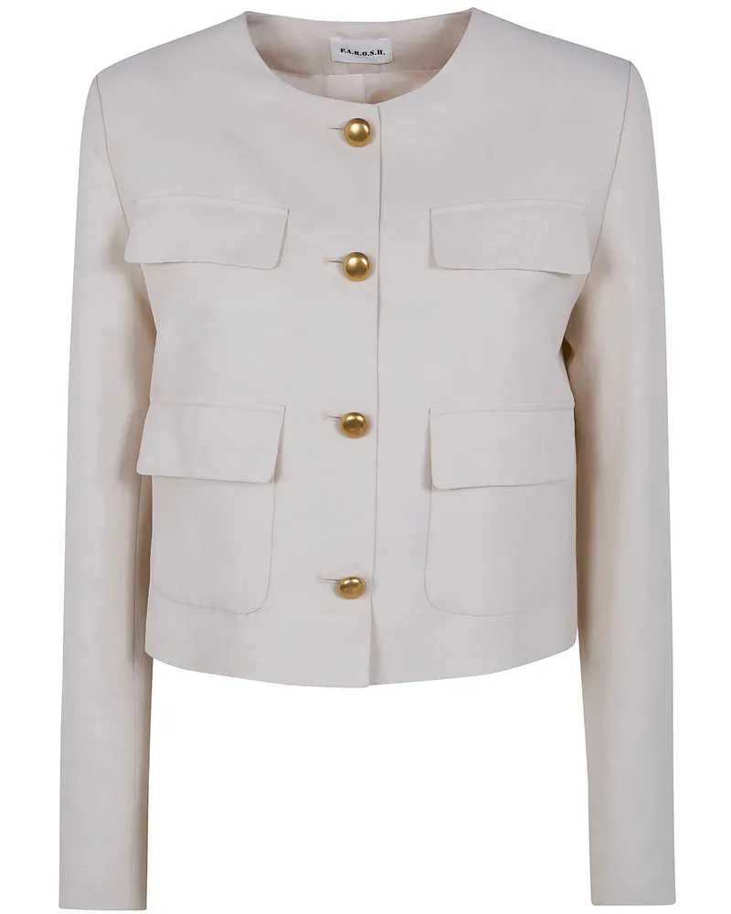 P.A.R.O.S.H. P. A.R. O H. "Raisa26" Viscose Linen Jacket Beige