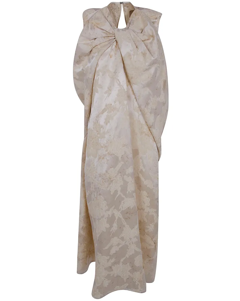 Uma Wang Dress Floral "Appli Beige