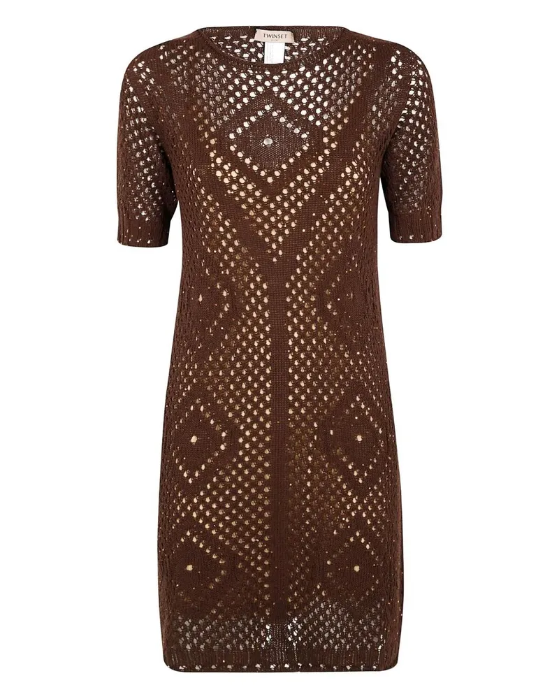 Twin-Set Sequins Mini Dress Brown
