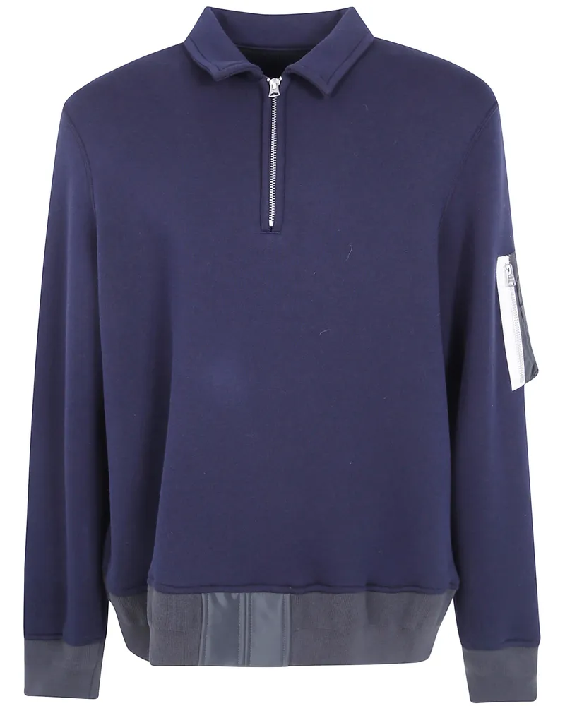 Sacai Polo Shirt Zipper "Sponge Sweat Blue