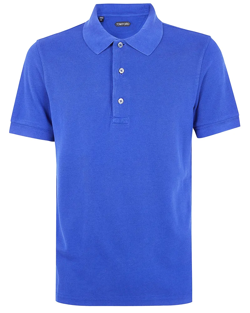 Tom Ford Lyocell Piquet Short Sleeves Polo Shirt Blue