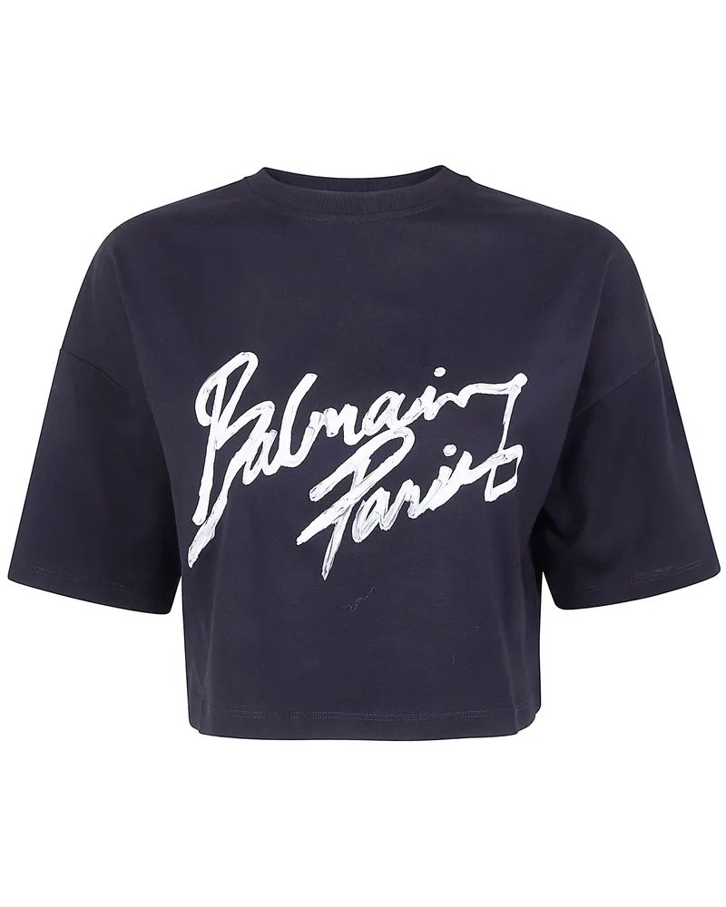 Balmain Balmain Paris Bulky" Cropped T-Shirt Black
