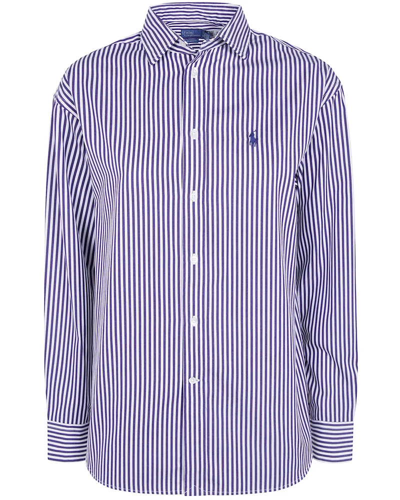 Ralph Lauren Shirt Striped Long Sleeve "Champion Purple White Pink