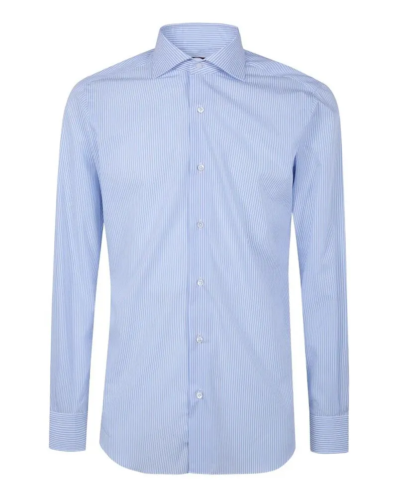 BARBA Classic Popeline "Bacchetta Spaziata" Shirt Blue