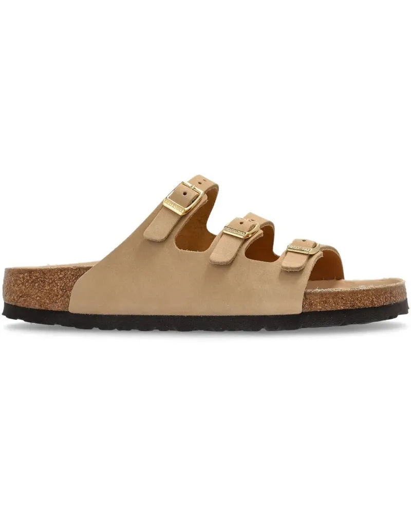 Birkenstock Florida Hex" Nubuck Leather Calzata S Slippers Beige