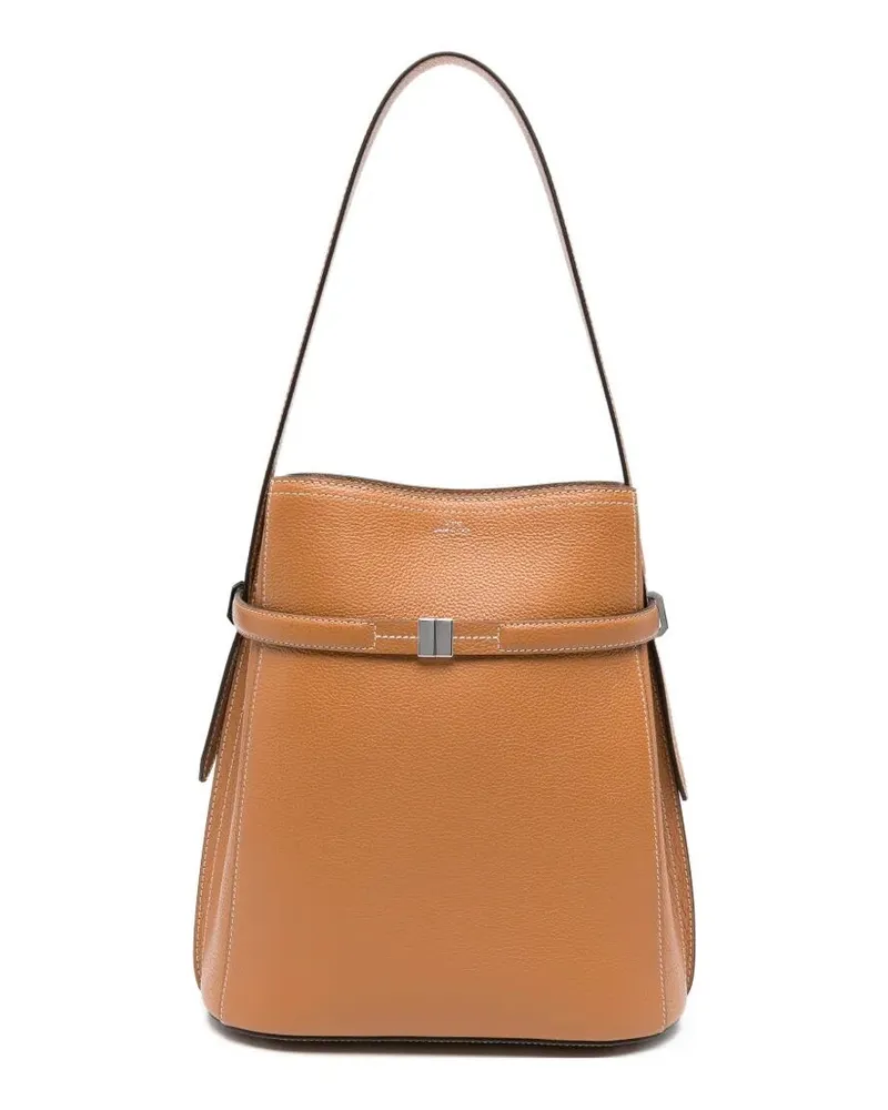 Totême Belted" Leather Bucket Bag Brown