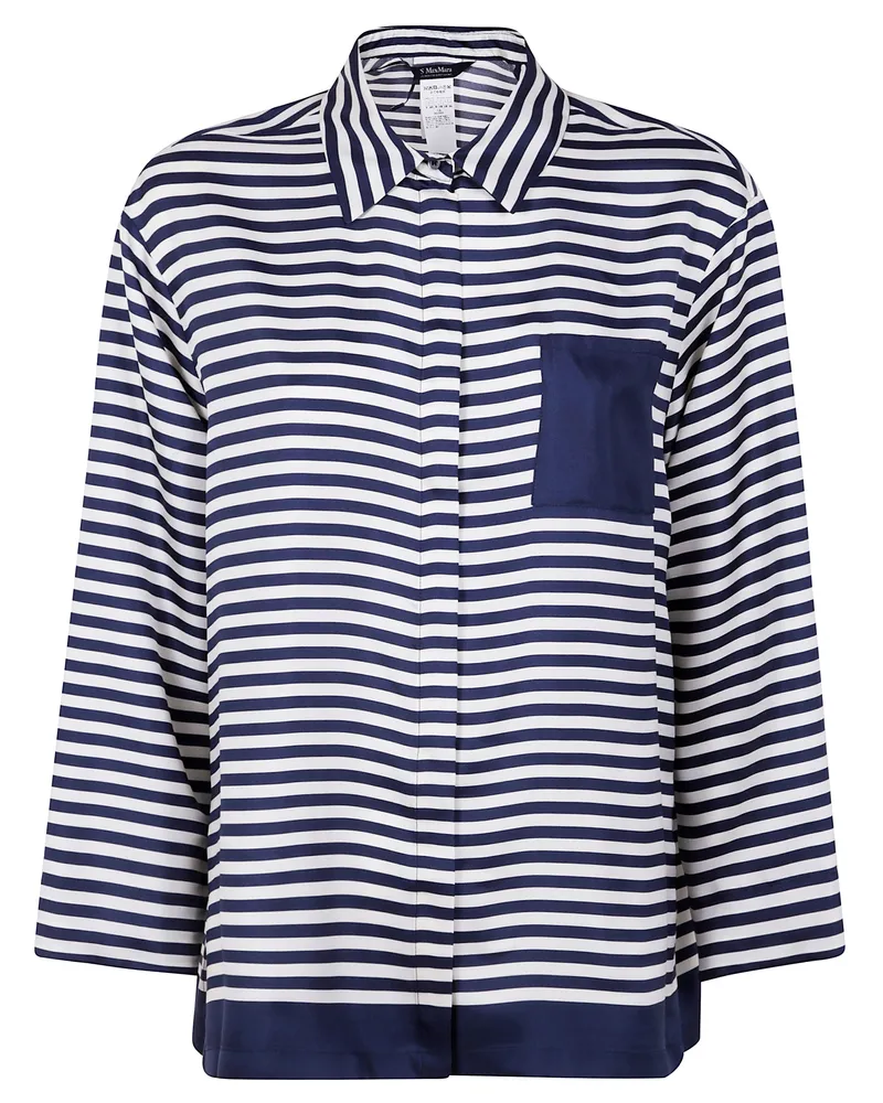 Max Mara Maya Printed Silktwill Stripes Shirt Beige