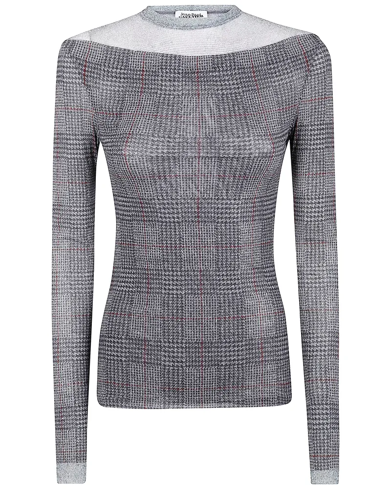 Jean Paul Gaultier Mesh Top Double Layer Printed "Body Shadow" And "Pr Gray