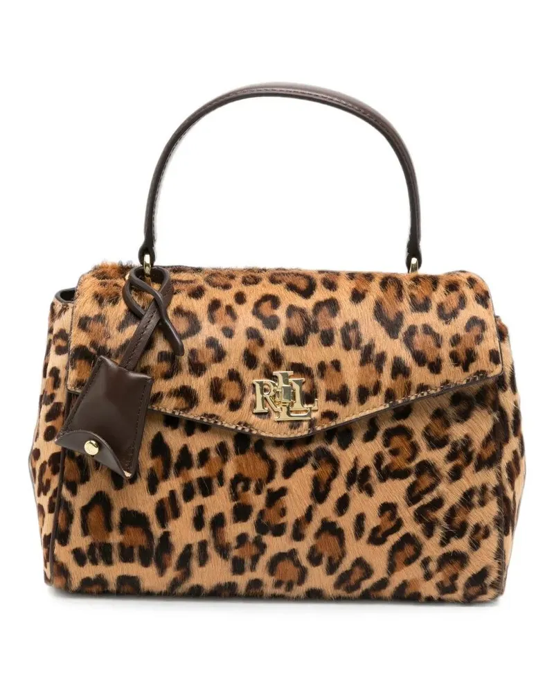 Ralph Lauren Satchel Bag Leopard Print "Farrh Brown