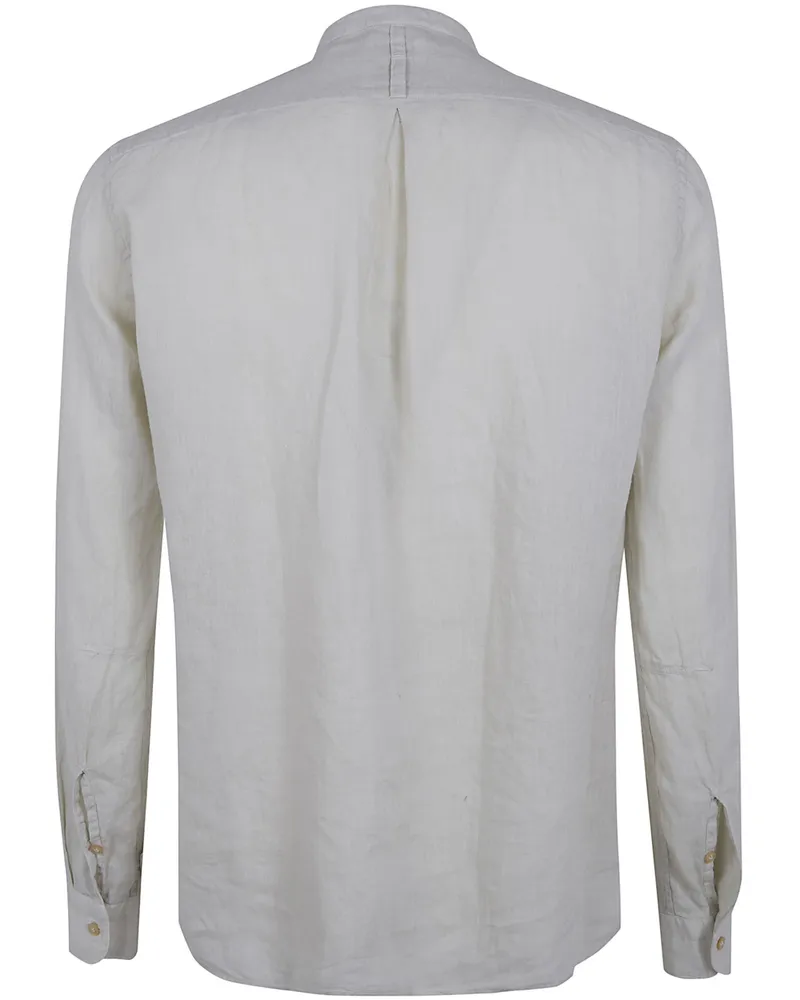 Tintoria Mattei Linen Shirt With A Mandarin Collar Brown