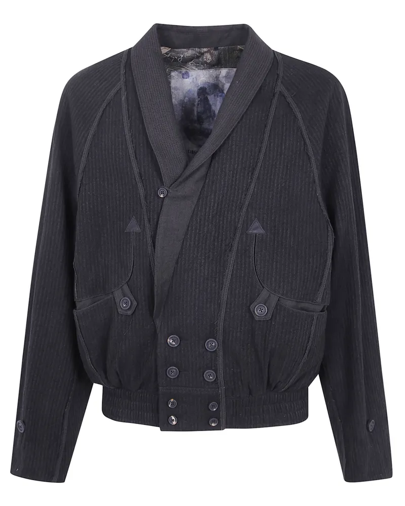 Ziggy Chen Cropped Shawl Collar Jacket Blue