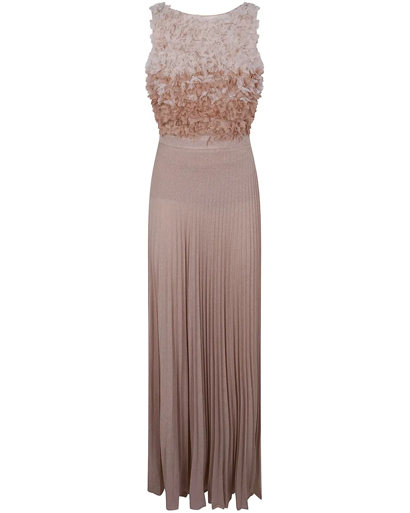 Elisabetta Franchi Long Evening Dress Beige
