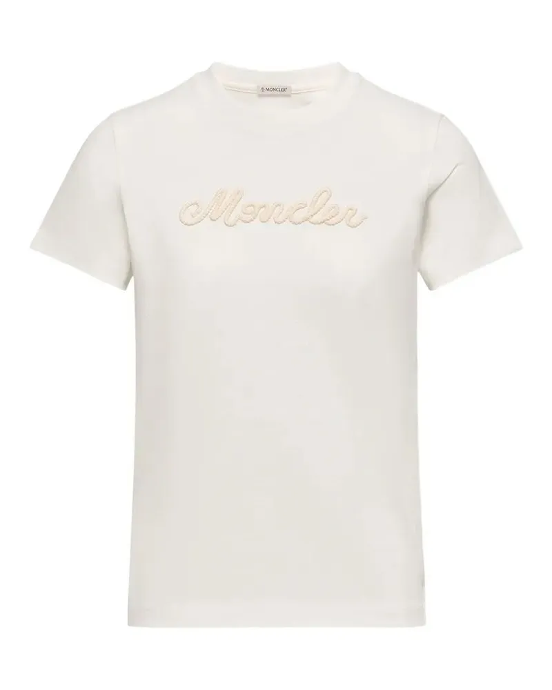 Moncler Short Sleeves Heavy Combed Cotton Jersey T-Shirt White