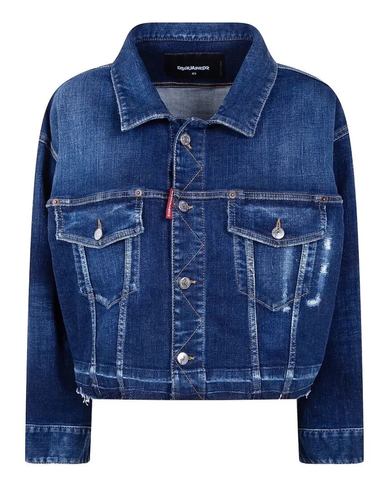 Dsquared2 Cropped Jeans Jacket Blue
