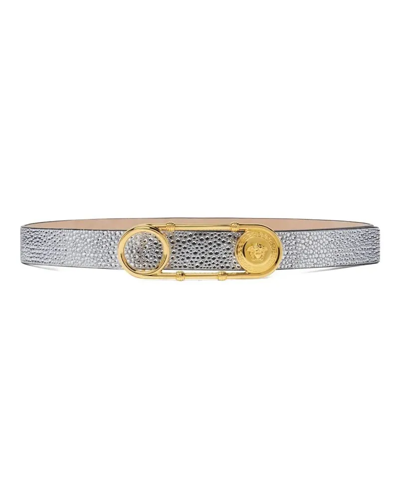 Versace Belt H.30 Calf Leather Strass Gray