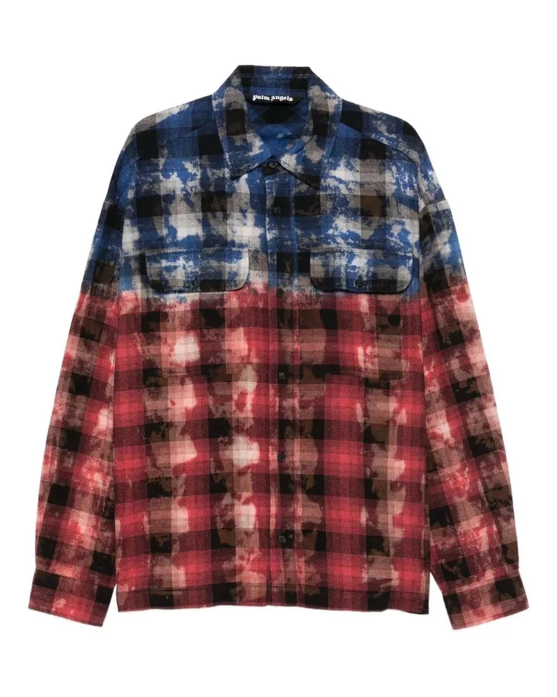 Palm Angels B Curved Logo Check" Long Sleeves Shirt Blue