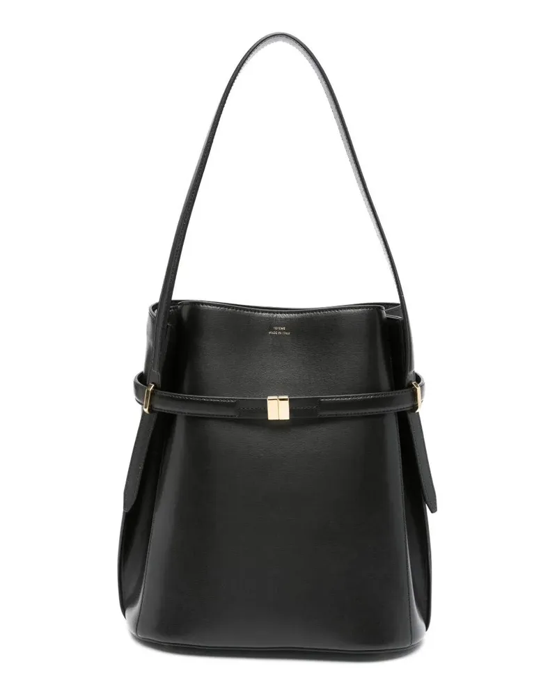 Totême Belted Leather Bucket Bag Black