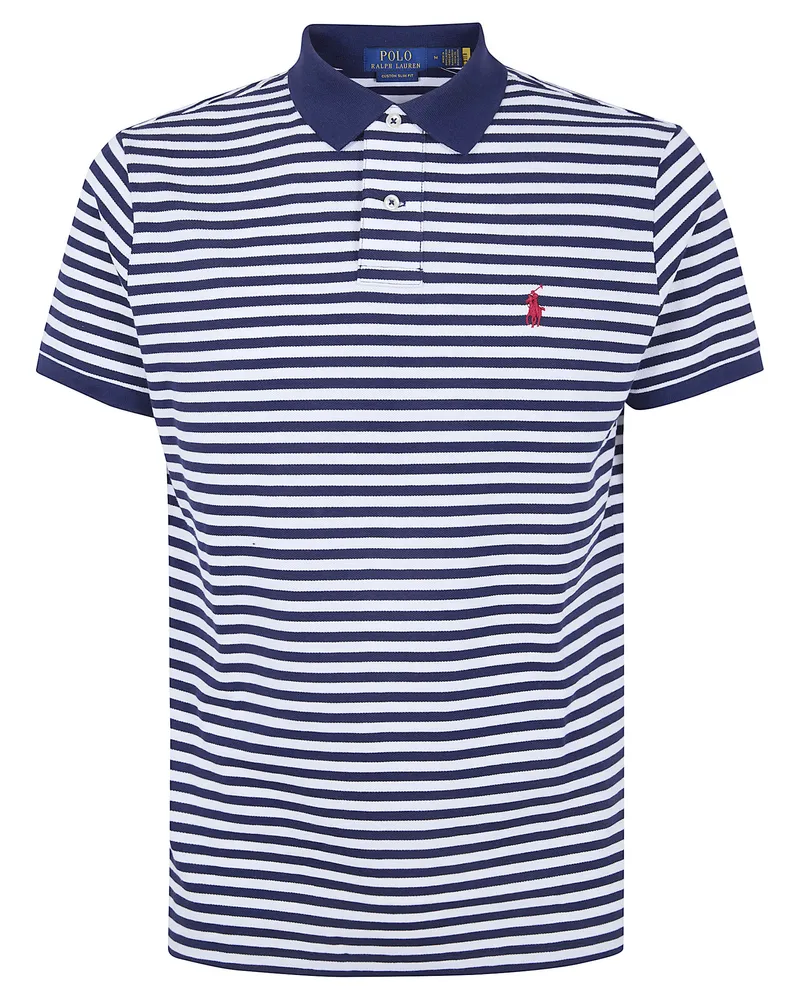 Ralph Lauren Short Sleeves Knit Stripes Polo Shirt Blue