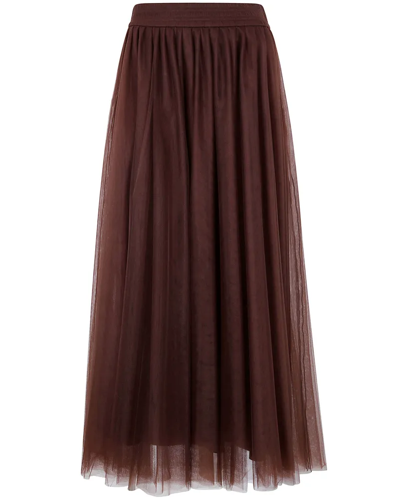 Fabiana Filippi Tulle Wide Skirt Brown