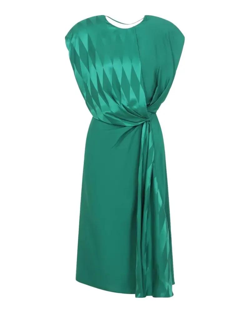 Versace Cocktail Dress Silk Viscose "Rhombuses" Jacquard Green
