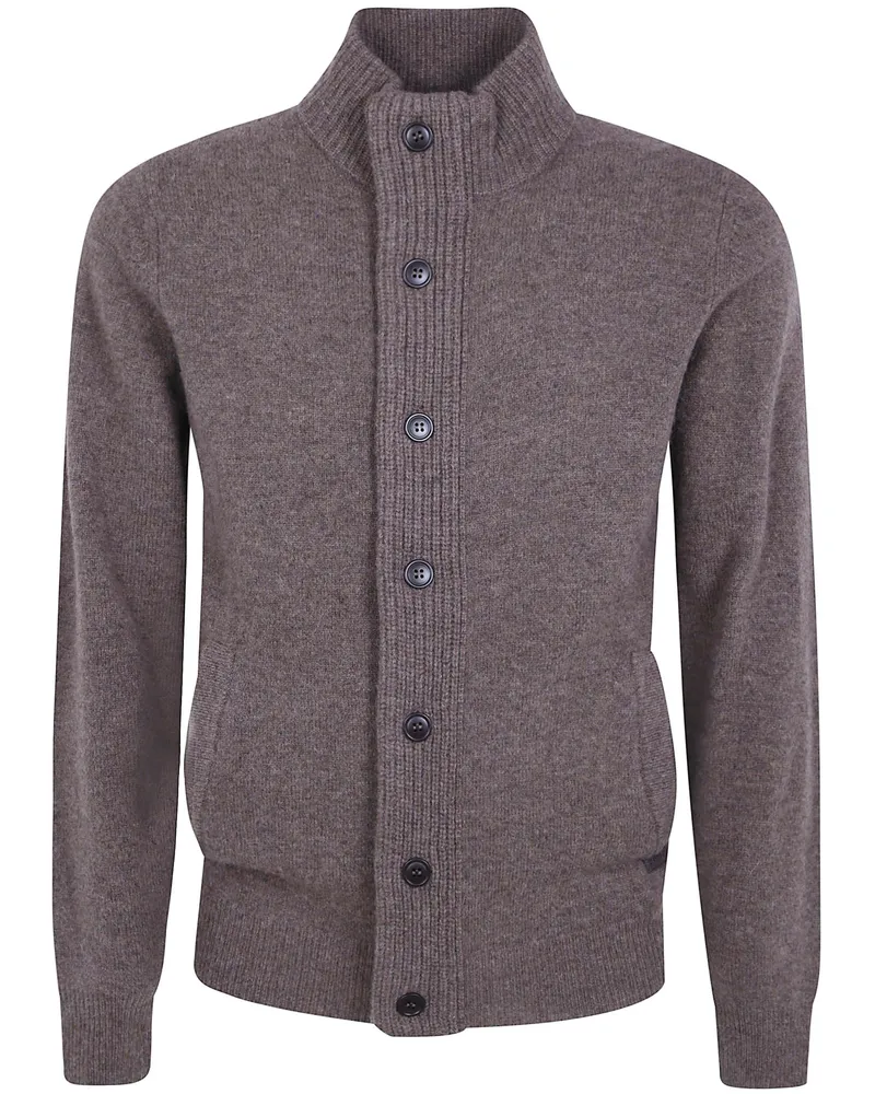 Barbour Sweater Zip-Through "Essential" Patch Gray