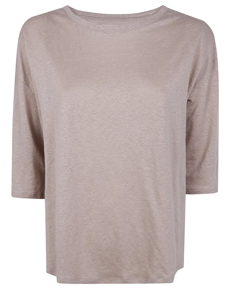 Majestic Three Quarter Sleeve T-Shirt Brown