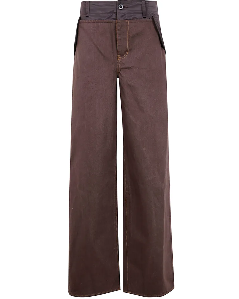 Sacai Wide Leg Denim Pants Brown