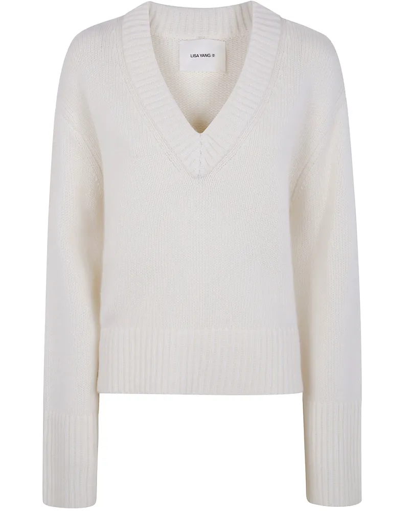 Lisa Yang Aletta Vneck Sweater White