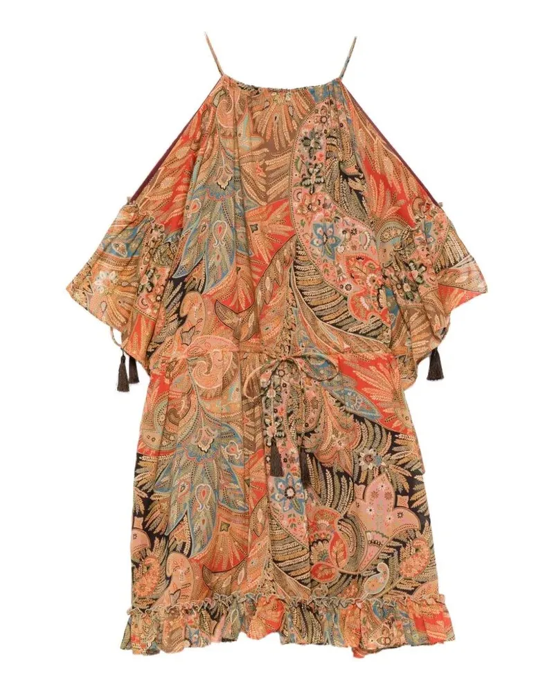 Etro Short Dress With Ruffles And Laces Red