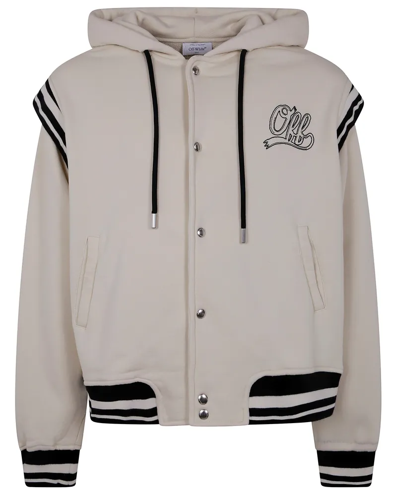 OFF-WHITE Off White Off Fleece Varsity Hoodie White