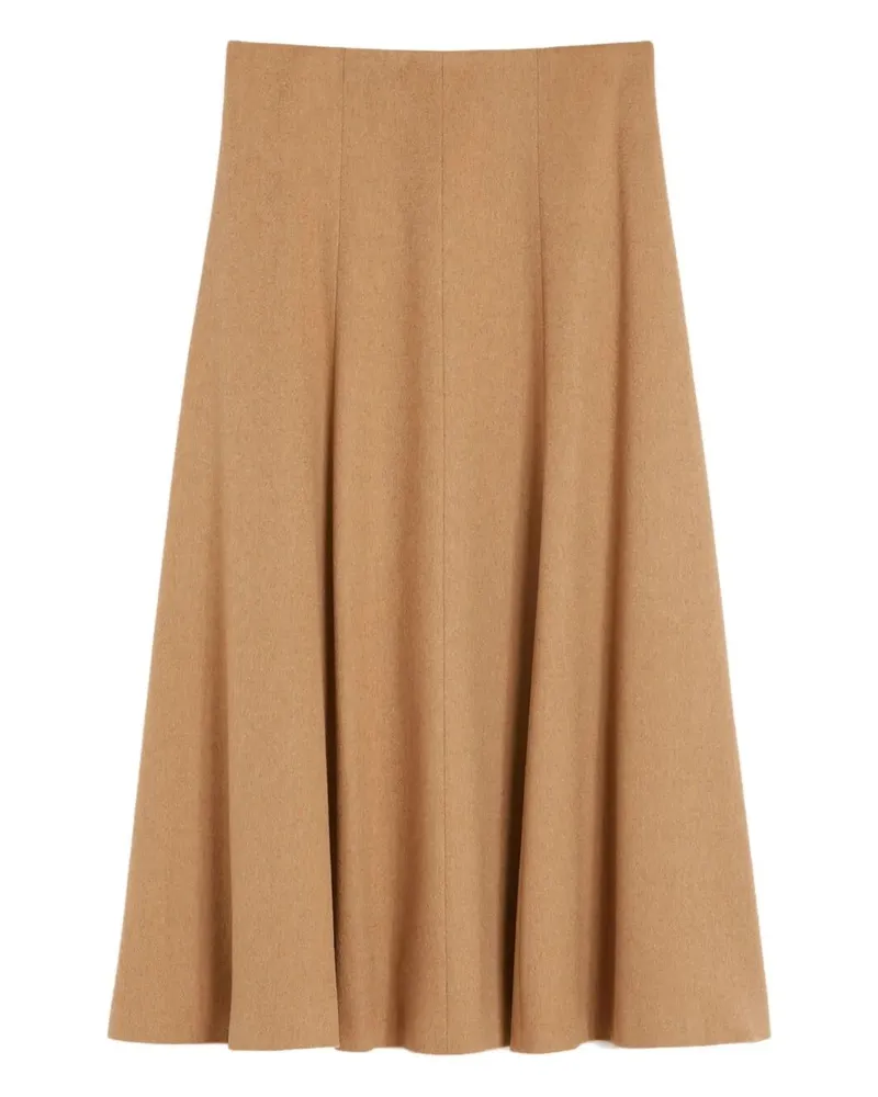 Max Mara Geneve" Round Midi Skirt Brown