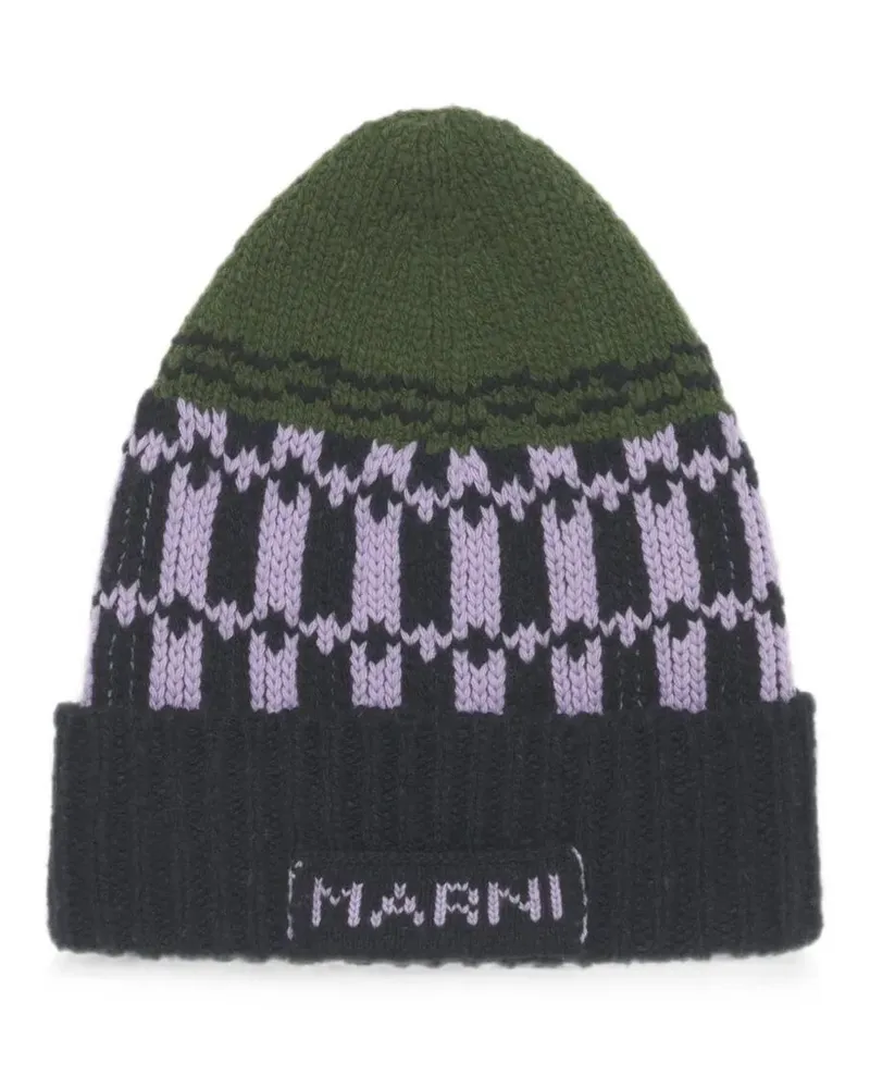 Marni Hat Knit Wool "Clzc0187q0.Ufh101 Green