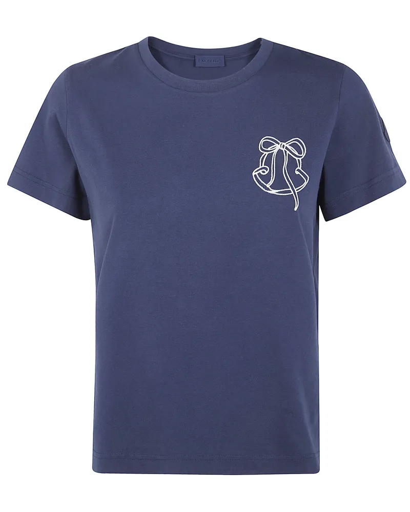 Moncler Short Sleeves Cotton Jersey T-Shirt Blue