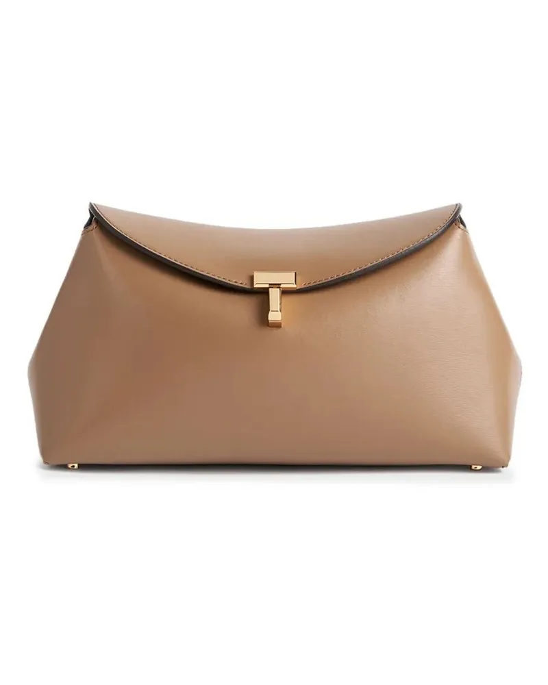 Totême Clutch Bag T-Lock Brown