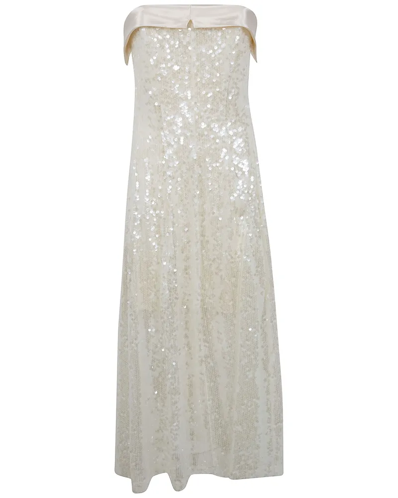 Alberta Ferretti Midi Sequins Dress White