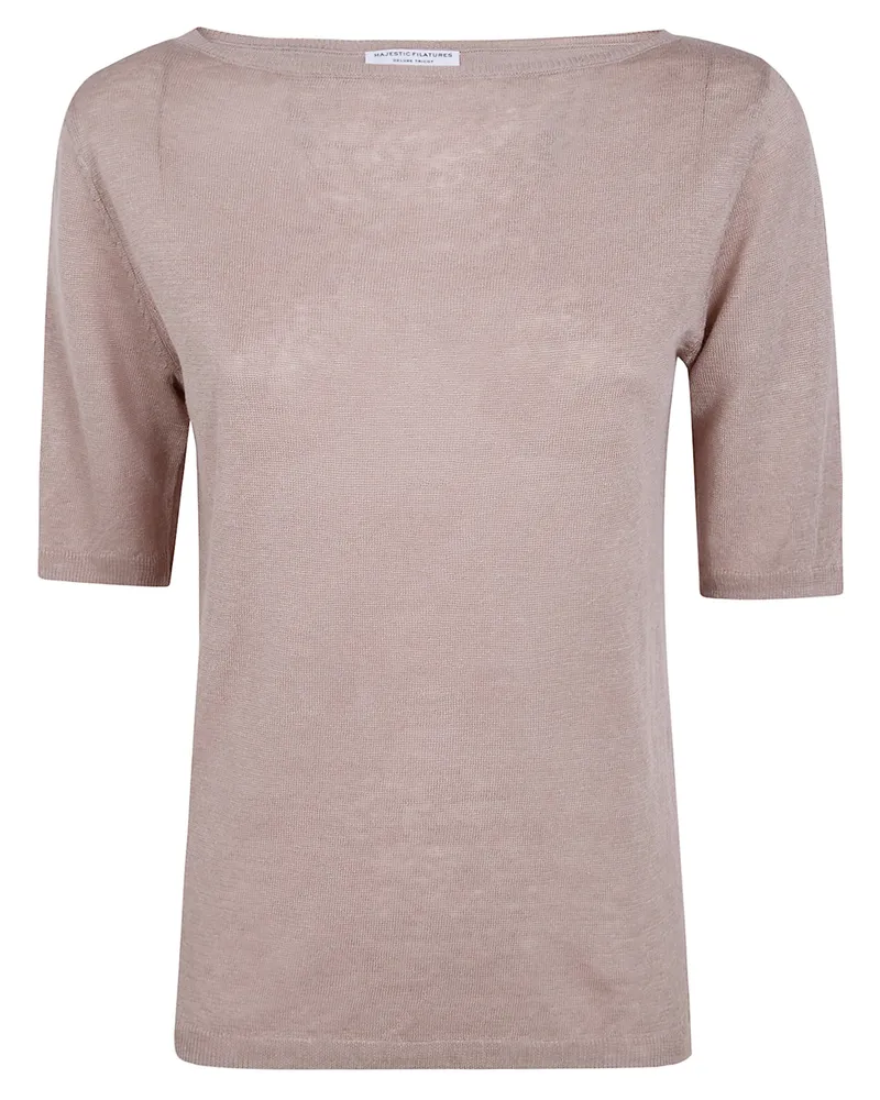 Majestic Linen Boat Neck Sweater Beige